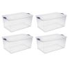 Set of 4 105 Qt. Latch Box Plastic Storage Containers - Stadium Blue, Durable and Versatile
