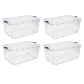 Set of 4 105 Qt. Latch Box Plastic Storage Containers - Stadium Blue, Durable and Versatile