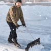 Adjustable Handle Rolling Snow Pusher Shovel