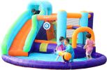AirMyFun Inflatable Bounce House, Jumping Castle with Water and Slide, Inflatable Bouncer with Air Blower, Water Spray for Summer Time, Idea for Kids
