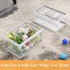 2 Pack Collapsible Storage Bins with Lids, Clear Plastic Foldable Storage Box, Stackable Storage Containers for Organizing, White