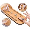 Table Top Mini Bowling Game Set-Tabletop Wooden Board Mini Arcade Desktop Tiny Bowling Shooting Alley Office Desk Stress Relief Gadgets Small Finger T