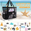 PC Large Mesh Beach Bag - Sandproof Swim Tote Bag Oversized For Family Foldable Lightweight Pool Boat Bag With Zipper And Extra Pockets For Toys & Vac