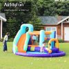 AirMyFun Inflatable Bounce House, Jumping Castle with Water and Slide, Inflatable Bouncer with Air Blower, Water Spray for Summer Time, Idea for Kids