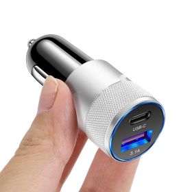 Aluminum Alloy Mobile Phone Car Charger (Option: Black Silver)