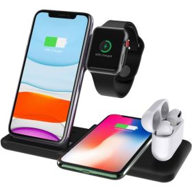 Compatible with Apple, The New Four-In-One Wireless Charger Is Suitable For Iphone Mobile Phone Headsets (Option: Black-220V US)
