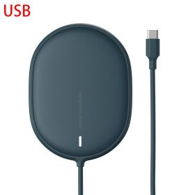 Compatible with , Wireless Charger For  Mobile Phone Mini Magnetic 15W Fast Charge (Option: Blue-Without charging head)