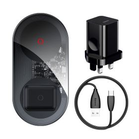 Mini Fast Charge 24W Wireless Charger Mobile Phone Power Adapter (Option: Black-220V US)