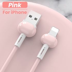 Compatible with Apple , Liquid Silicone Data Cable Type-c For Android And Apple Fast Charging Cable (Option: Pink-Iphone)