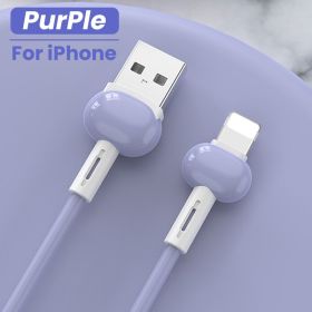 Compatible with Apple , Liquid Silicone Data Cable Type-c For Android And Apple Fast Charging Cable (Option: Purple-Iphone)