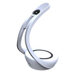 Mobile Phone Wireless Charging LED Desk Lamp Bluetooth Speaker (Color: White)