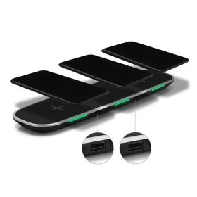 Universal 3--1 Qi Wireless Charger Base Charging Pad Device (Option: Black-USB)
