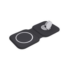 Three-in-one Pair Of Item Magnetic Suction Wireless Charger For Mobile Phone Watch 15W Quick Charge Folding (Color: Black)