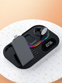Magnetic Mobile Phone Wireless Charging Treasure 13 Wireless Four-in-one Watch Charging Power Bank (Color: Black)
