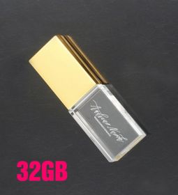 Home Fashion Square Glass Crystal U Disk (Option: Gold-USB)