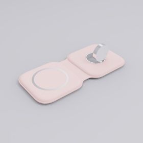 Three-in-one Pair Of Item Magnetic Suction Wireless Charger For Mobile Phone Watch 15W Quick Charge Folding (Color: Pink)