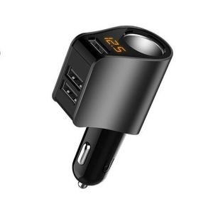 Car Fast Charge USB Multi-function Adapter Cigarette Lighter Socket One For Three (Color: Grey)