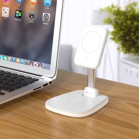 Three-in-one Wireless Charger Foldable Magnetic Stand (Color: White)