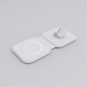 Three-in-one Pair Of Item Magnetic Suction Wireless Charger For Mobile Phone Watch 15W Quick Charge Folding (Color: White)