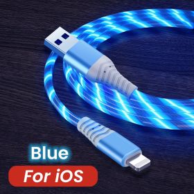 Fast Charging And Luminous Mobile Phone Data Cable (Option: Blue-1M)