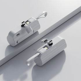 5000mah Portable Charger With Built-in Cable Power Bank External Battery (Option: White-Typec plug-2000 mAh)