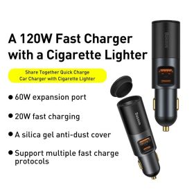 120W Car Charger Usb Interface Car Power Supply One For Three Fast Charging (Option: C U)