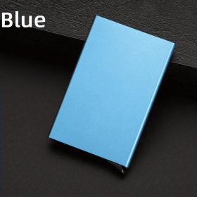 Pop Up Card Holder, Anti-theft Wallet For RFID Protection, Slim Business Credit Card Case, Aluminum Bank Card Case (Color: Blue)
