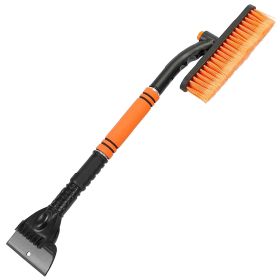3 In 1 Windshield Ice Scraper Extendable Car Snow Removal Tool Telescoping Car Broom Snow Shovel Automobile Frost Removal (Color: ORANGE)