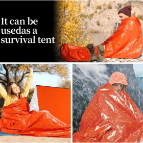 Portable Lightweight Emergency Sleeping Bag, Blanket, Tent - Thermal Bivy Sack For Camping, Hiking, And Outdoor Activities - Windproof And Waterproof (Color: ORANGE, Type: Tent)