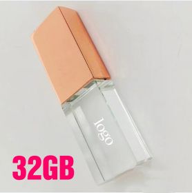 Home Fashion Square Glass Crystal U Disk (Option: Turmeric-USB)