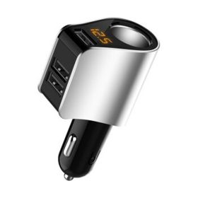 Car Fast Charge USB Multi-function Adapter Cigarette Lighter Socket One For Three (Color: Silver)