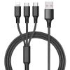 3 In 1 Cables ; Phone Charger Cord A/C To Phone +Type C+Micro Nylon Braided Sync Adapter For Android/Phone/Tablets 120cm/ 3.94ft