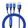 3 In 1 Cables ; Phone Charger Cord A/C To Phone +Type C+Micro Nylon Braided Sync Adapter For Android/Phone/Tablets 120cm/ 3.94ft
