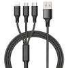 3 In 1 Cables ; Phone Charger Cord A/C To Phone +Type C+Micro Nylon Braided Sync Adapter For Android/Phone/Tablets 120cm/ 3.94ft