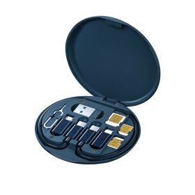 60W Fast Charging Multi-function Charging Cable Storage Box (Color: Blue)